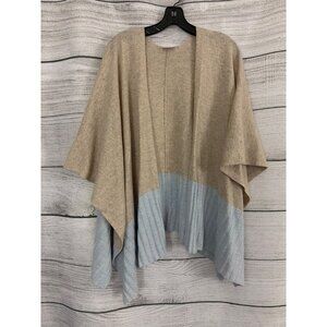 Kinross Ruana Mushroom & Sky Cashmere Cape OS